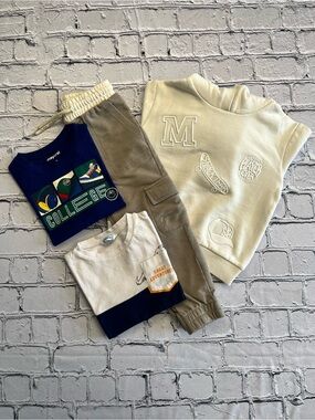 Mayoral Bundle for Boy size 4 (t-shirt, long sleeve, cargo joggers & hoodie)